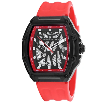 Christian Van Sant Odyssey Automatic Black Dial Mens Watch Cv6197 In Red   / Black