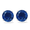 Pompeii3 1 1/4ct Blue Sapphire Studs Earrings 14k White Gold In Blue