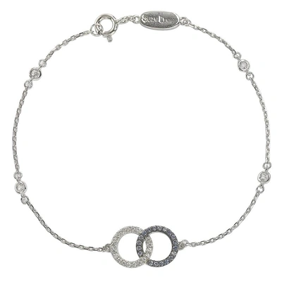 Suzy Levian Sterling Silver Sapphire & Diamond Accent Interlocked Circles Station Bracelet In Blue