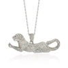 Suzy Levian Sterling Silver White Sapphire And Diamond Accent Prowling Tiger Pendant In Blue