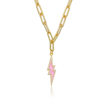 RACHEL GLAUBER 14K GOLD PLATED CUBIC ZIRCONIA CHARM NECKLACE