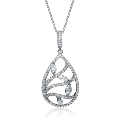 Genevive Sterling Silver White Cubic Zirconia Pendant