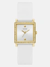 GUESS FACTORY GOLD-TONE AND WHITE SQUARE ANALOG WATCH