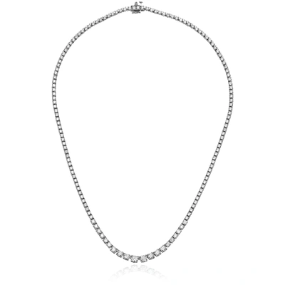 Vir Jewels 10 Cttw Si1-si2 Clarity Diamond Riviera Tennis Necklace In 14k White Gold In Silver