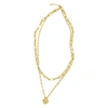 ADORNIA LAYERED PAPER CLIP CHAIN HEART PENDANT NECKLACE GOLD