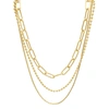 Adornia 14k Yellow Gold Plated Paperclip, Ball & Box Chain Necklace Set In White