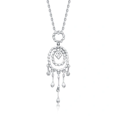 Genevive Sterling Silver Cubic Zirconia And White Cubic Zirconia Dangling Pendant Necklace