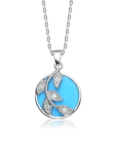 Genevive Sterling Silver Cubic Zirconia Blue Stone Vine Necklace