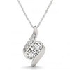 Pompeii3 1ct Forever Us Two Stone Natural Diamond Pendant Necklace 18" 10k White Gold In Silver