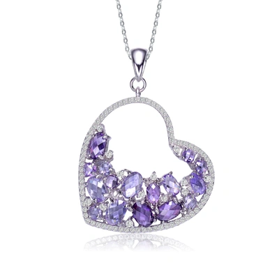 Genevive Silver Necklace In Purple