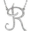 POMPEII3 1/4CT DIAMOND "R" INITIAL PENDANT 18" NECKLACE 14K WHITE GOLD