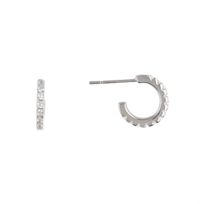 Adornia Sterling Silver Swarovski Crystal Mini Huggie 11mm Hoop Earrings