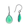 ADORNIA PEAR DROP GREEN ONYX EARRINGS SILVER