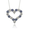 Suzy Levian Sterling Silver Sapphire & Diamond Accent Alternating Heart Eternity Pendant In Blue