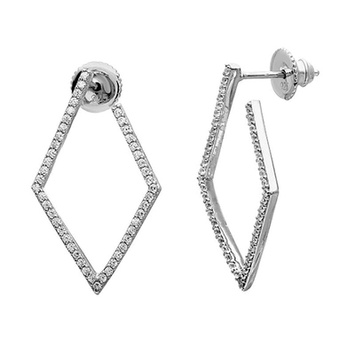 Adornia Crystal Wrap Around Geometric Hoops In Silver