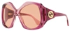 GUCCI Gucci Women's Butterfly Sunglasses GG0875S 003 Burgundy Gradient/Gold 62mm