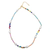 ADORNIA FRESHWATER PEARL AND COLOR MIX BEADED NECKLACE GOLD