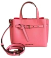 Michael Kors Emilia Ebbled Leather Satchel Crossbody Bag In Pink