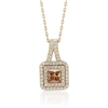 Suzy Levian Rosed Sterling Silver Asscher-cut Cubic Zirconia Halo Pendant In White