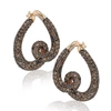 Suzy Levian Rose Sterling Silver Brown Cubic Zirconia Swirl Earrings In Brown