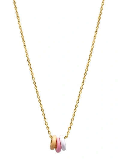 Adornia Sherbert Enamel Trio Ring Pendant Necklace Gold In Multi