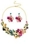 Eye Candy La Pop Florals Earring And Necklace Set In Multi