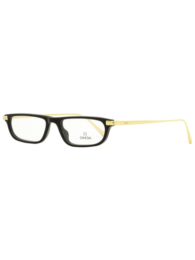 Omega Unisex Rectangular Eyeglasses Om5012 001 Black/gold 52mm In Fantasy