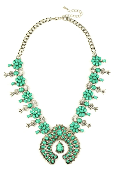 Eye Candy La Green Blossom Necklace In Blue