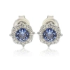 Suzy Levian Sterling Silver Pink Sapphire 0.66cttw Halo Stud Earrings In Blue