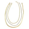 ADORNIA HERRINGBONE CHAIN, ROPE CHAIN, AND TENNIS NECKLACE SET GOLD