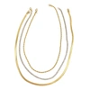 Adornia Herringbone Chain, Rope Chain, And Tennis Necklace Set Gold In White