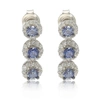Suzy Levian Sterling Silver Sapphire & Diamond Accent Circle Dangle Earrings In Blue