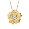 RACHEL GLAUBER RHODIUM AND 14K GOLD PLATED CUBIC ZIRCONIA FLORAL PENDANT