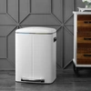 Happimess Marco Rectangular 10.5-gallon Double Bucket Trash Can With Soft-close Lid In White