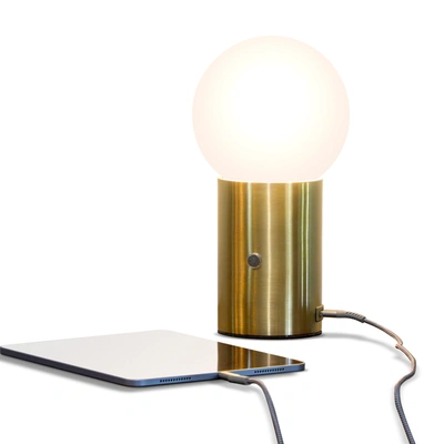 Brightech Kai Brass Led Table Lamp With Usb Port