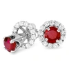 Pompeii3 1 1/2ct Ruby Studs & Diamond Earring Jackets Solid 14k White Gold In Red