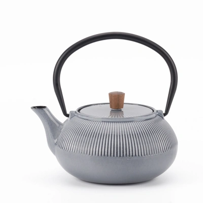 Minimal Enameled Cast Iron Teapot - Line In Multi