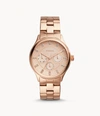 Fossil Ladies Modern Sophisticate Multifunction, Rose Gold Tone Stainless Steel Watch 36mm In Pink
