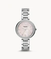 Fossil Women's Karli Three Hand Stainless Steel Silver-tone Watch 34mm In Silver
