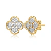 RACHEL GLAUBER 14K GOLD PLATED AND CUBIC ZIRCONIA FLORAL STUD EARRINGS