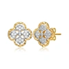 Rachel Glauber 14k Gold Plated And Cubic Zirconia Floral Stud Earrings In Gold