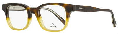 Omega Men's Rectangular Eyeglasses Om5004h 056 Havana-honey/crystal 52mm In Yellow
