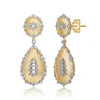 Rachel Glauber Rhodium And 14k Gold Plated Cubic Zirconia Drop Earrings In Gold