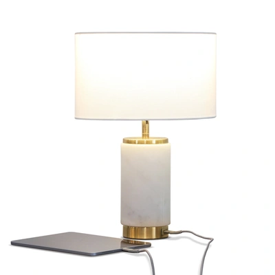 Brightech Arden Led Marble Table Lamp With Usb Port In White