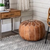 Nuloom Handmade Moroccan Leather Filled Ottoman Pouf In Brown