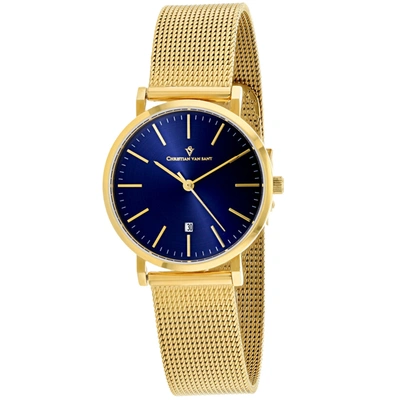 Christian Van Sant Paradigm Quartz Blue Dial Ladies Watch Cv4224 In Blue / Gold Tone / Yellow