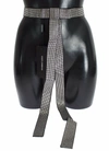 Dolce & Gabbana Black Silk Clear Crystal Bow Waist Belt In Black