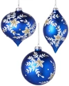 KURT ADLER Kurt Adler 4in indigo Ornaments Set of 4