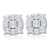Pompeii3 1 Ct Tw Cushion Halo Studs 10k White Gold Women's Earrings In Silver