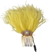DOLCE & GABBANA Dolce & Gabbana  Brass Clear Crystal Feather Comb Hair Grip Women's Stick